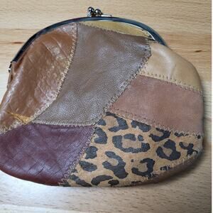 Blair Leather Bohemian Patchwork Kiss Lock Small Clutch